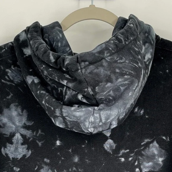 NWT Champion Reverse Weave Black Gray Tie Dye Pullover Hoodie Women’s Size Large - Picture 5 of 8